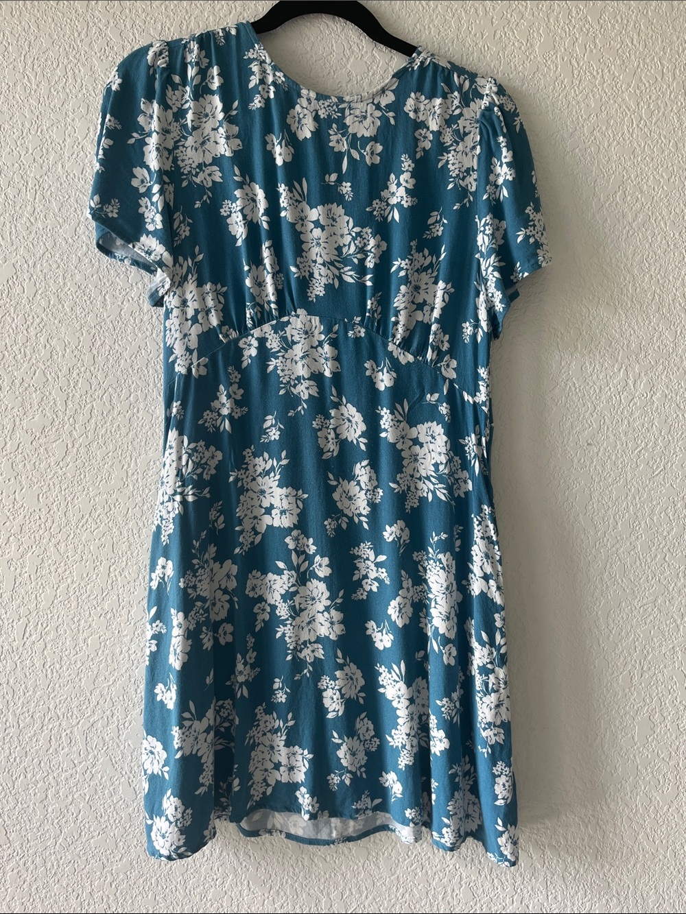 Teal Floral Short Sleeve Dress medium petite flowy